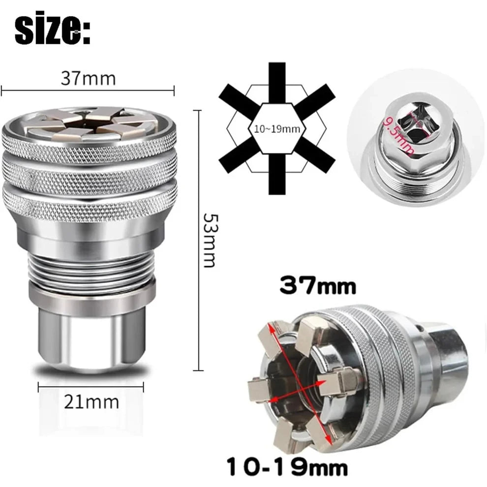 🔧 Llave Universal Autoajustable + Adaptador para Taladro de Regalo