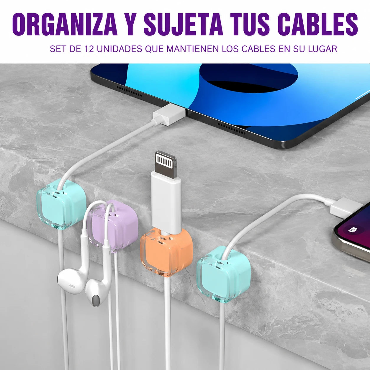 CableDock - Organizador magnético para cables (pack de 8 unidades)