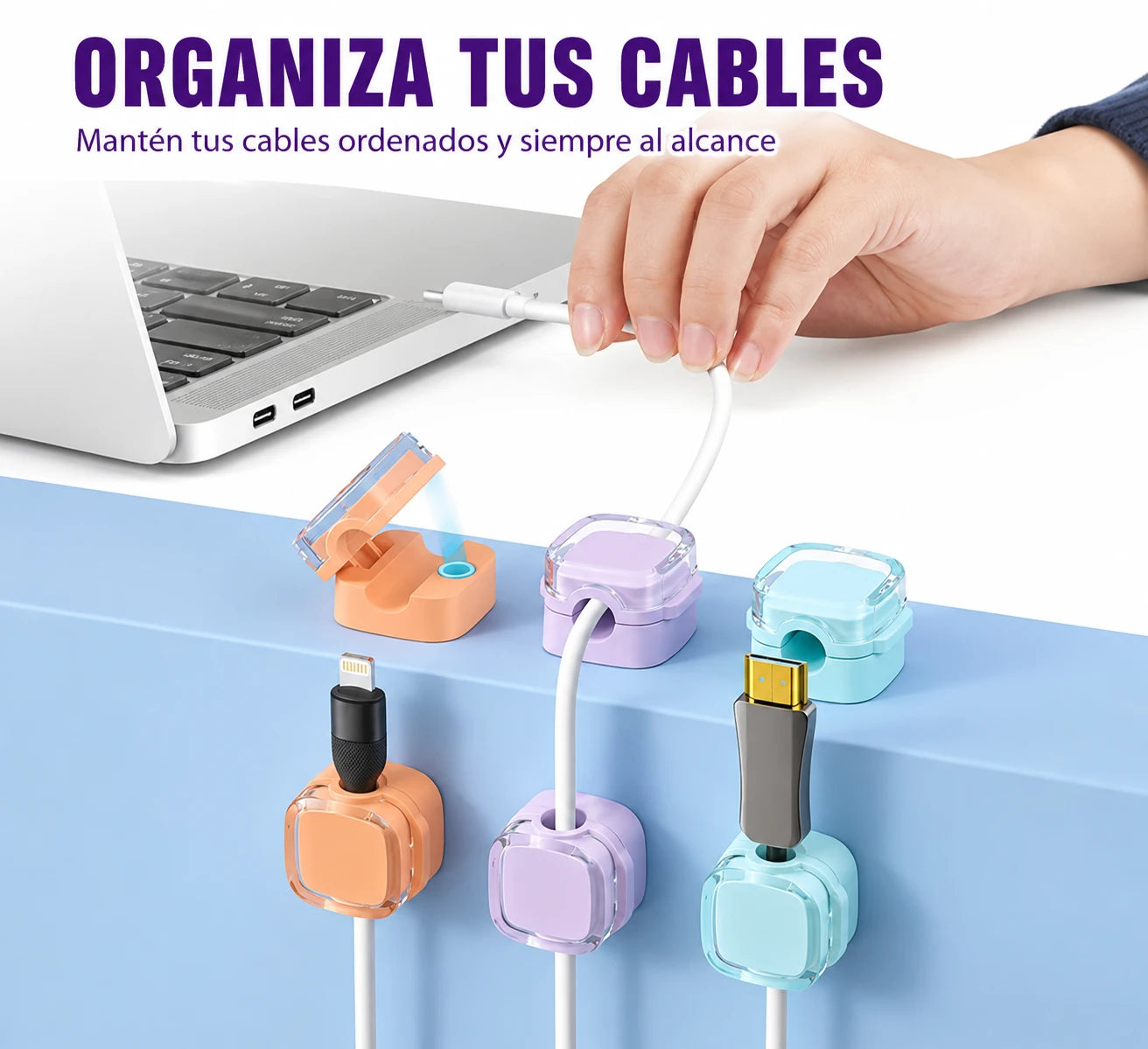 CableDock - Organizador magnético para cables (pack de 8 unidades)