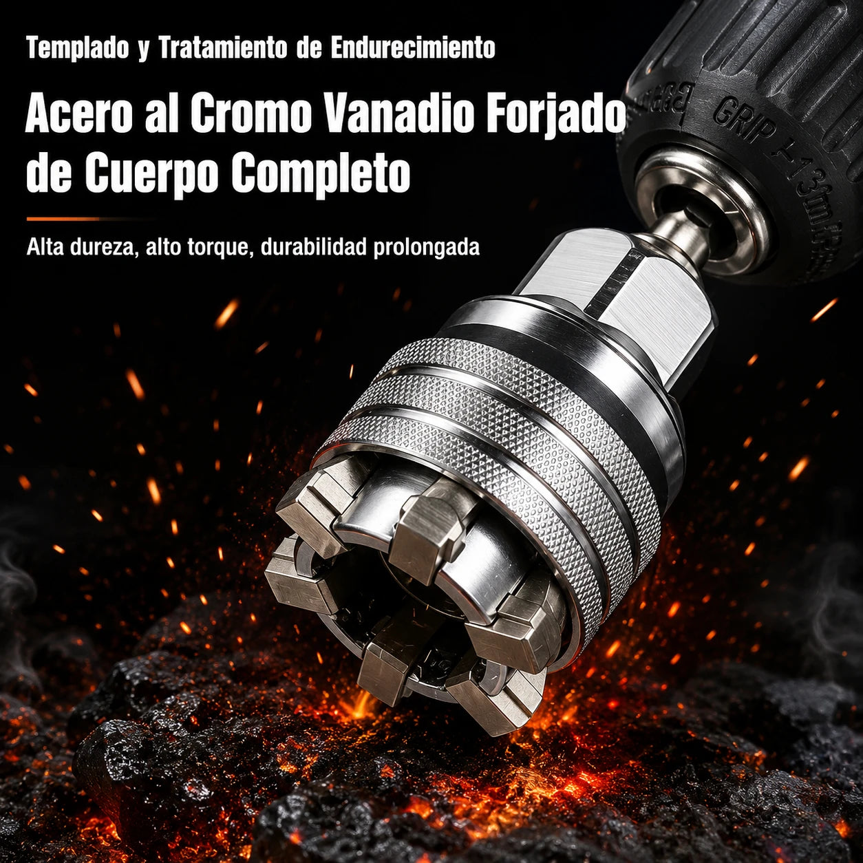 🔧 Llave Universal Autoajustable + Adaptador para Taladro de Regalo