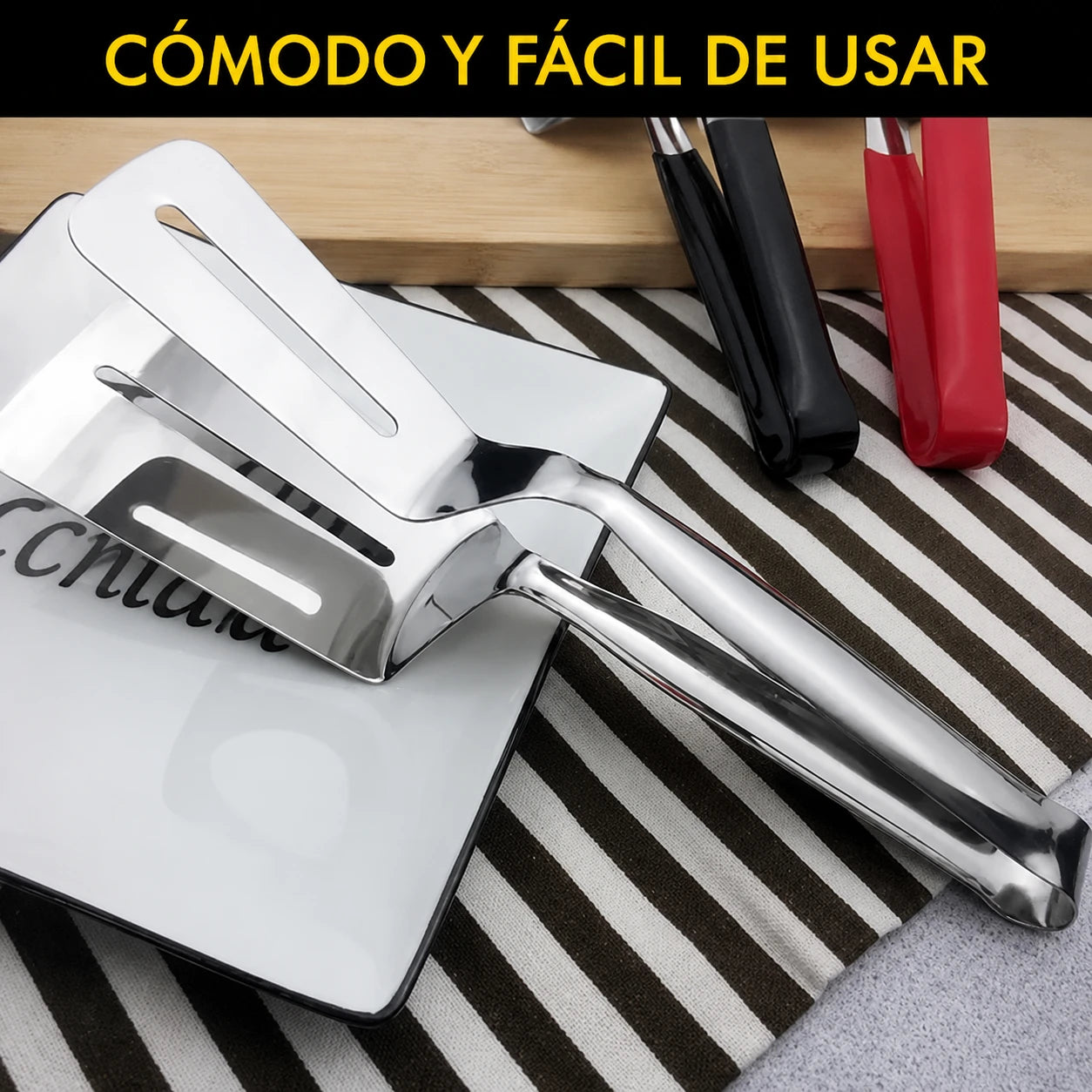 Clip de pala doble de acero inoxidable - Utensilio multifuncional para porcionar y sujetar alimentos con precisión.