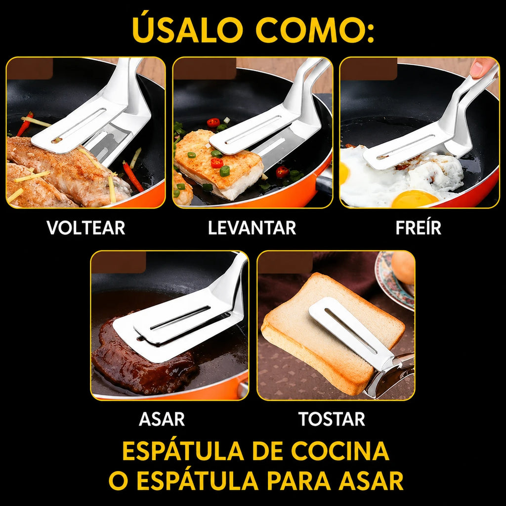 Clip de pala doble de acero inoxidable - Utensilio multifuncional para porcionar y sujetar alimentos con precisión.