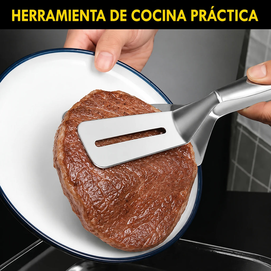 Clip de pala doble de acero inoxidable - Utensilio multifuncional para porcionar y sujetar alimentos con precisión.