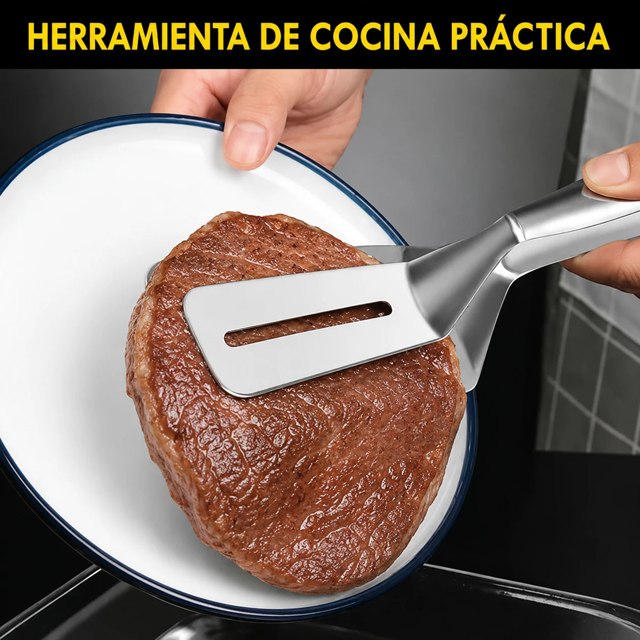 Clip de pala doble de acero inoxidable - Utensilio multifuncional para porcionar y sujetar alimentos con precisión.
