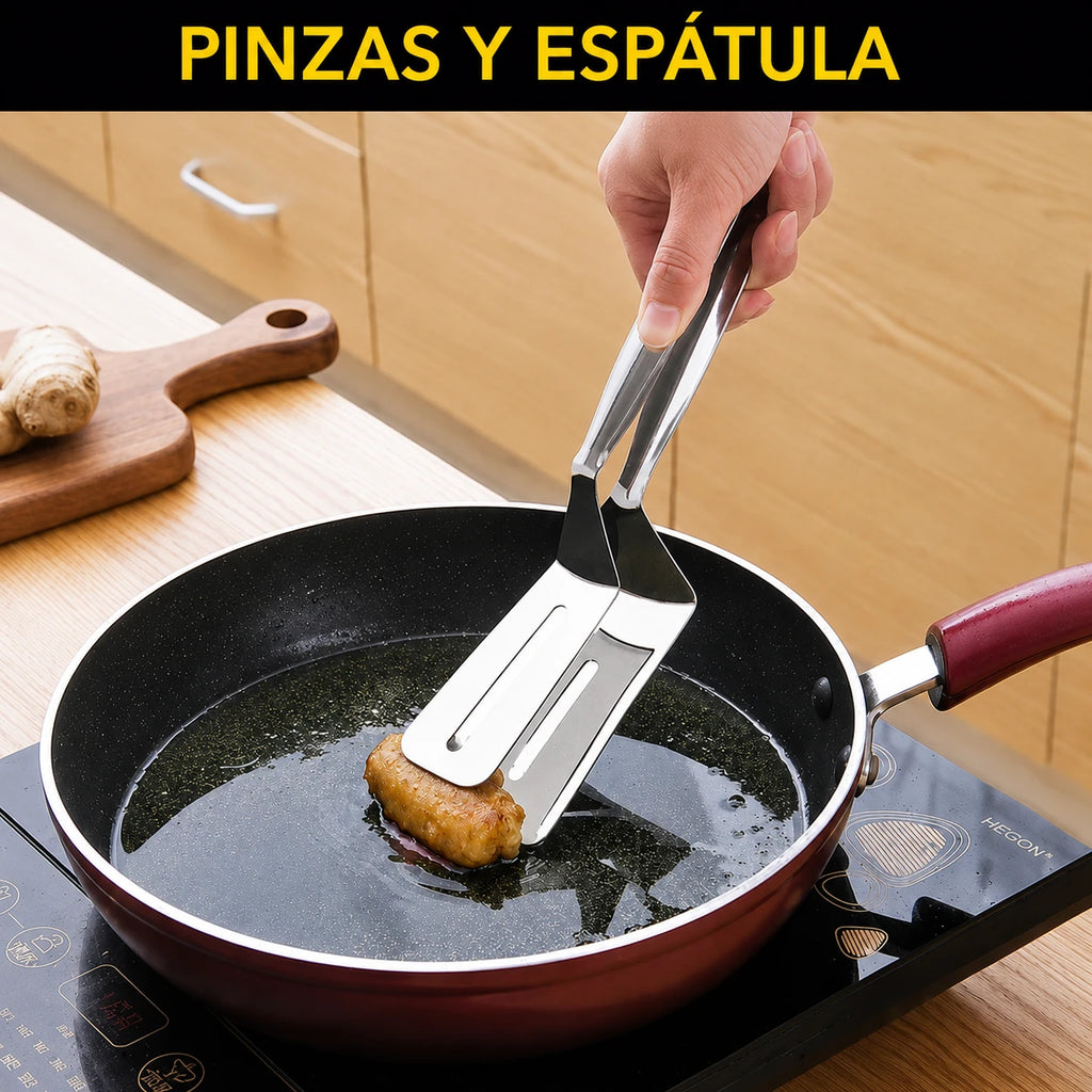 Clip de pala doble de acero inoxidable - Utensilio multifuncional para porcionar y sujetar alimentos con precisión.