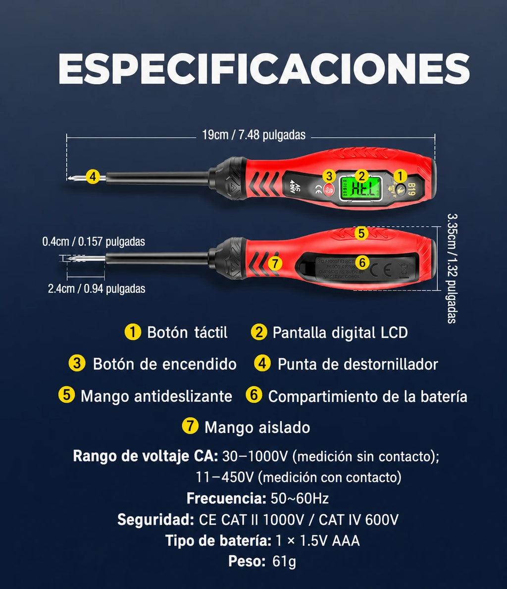 ✍️⚡Comprobador de voltaje inteligente sin contacto: la mejor herramienta para electricistas, segura y eficiente💡
