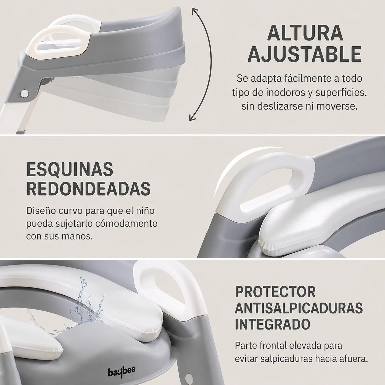 Entrenadora para baño 3 en 1 para niños con almohadillas antideslizantes y escalera.