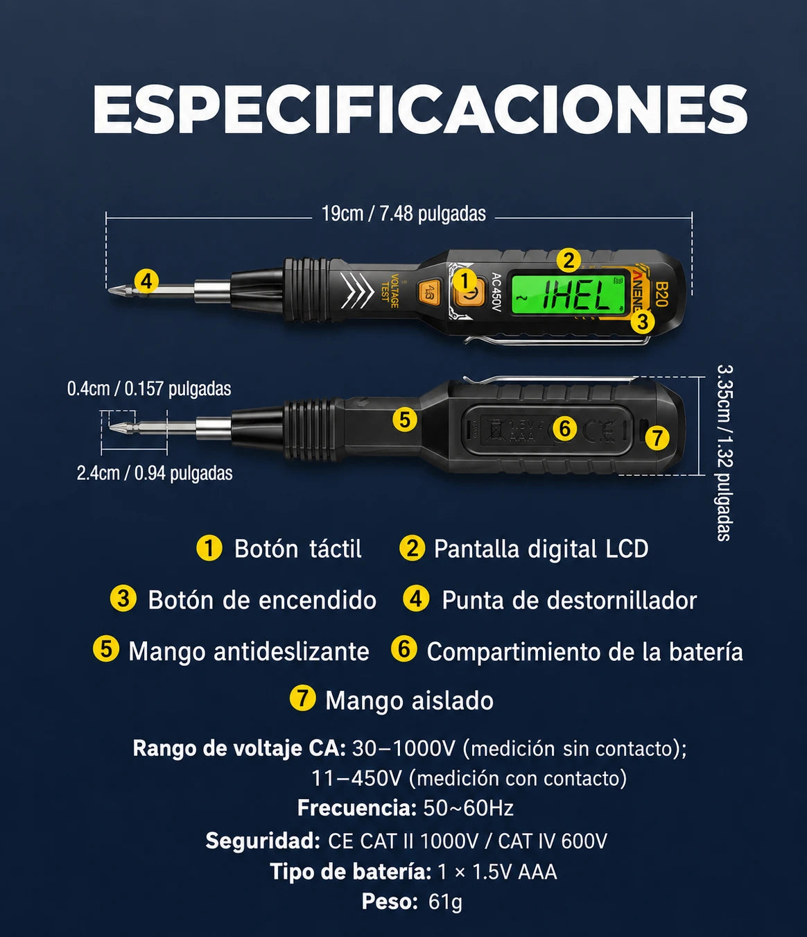 ✍️⚡Comprobador de voltaje inteligente sin contacto: la mejor herramienta para electricistas, segura y eficiente💡