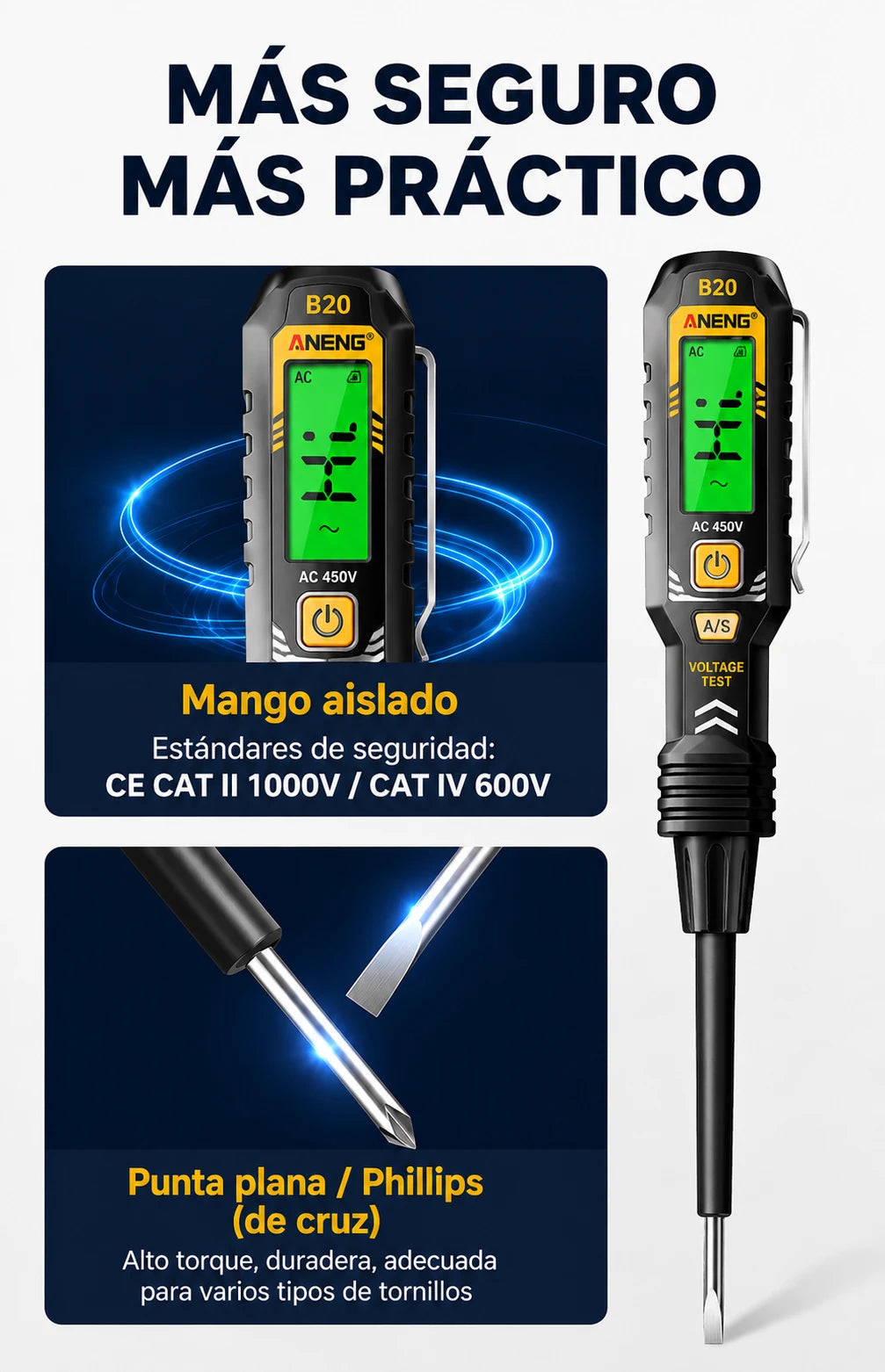 ✍️⚡Comprobador de voltaje inteligente sin contacto: la mejor herramienta para electricistas, segura y eficiente💡