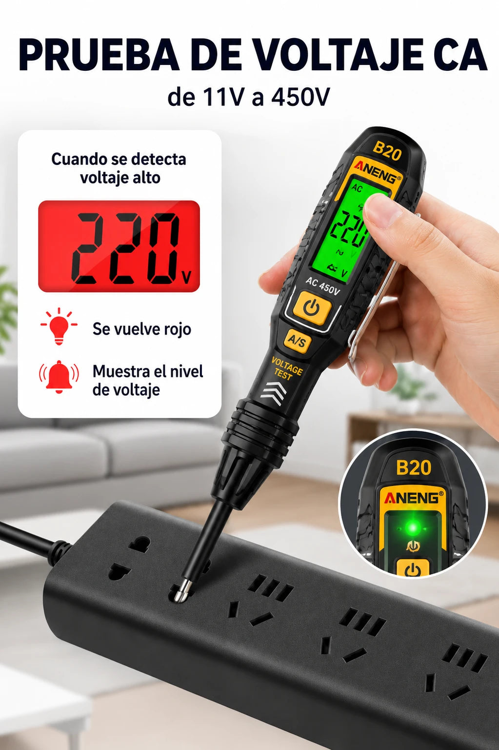✍️⚡Comprobador de voltaje inteligente sin contacto: la mejor herramienta para electricistas, segura y eficiente💡