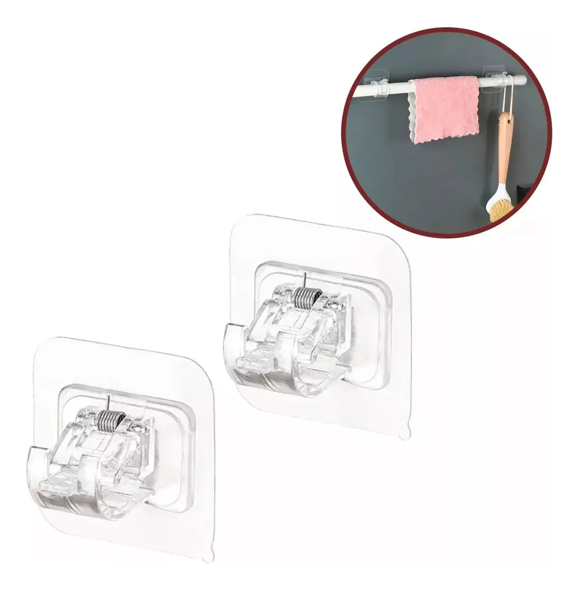 Ganchos ajustables para barra de cortina sin clavos (6  ganchos)