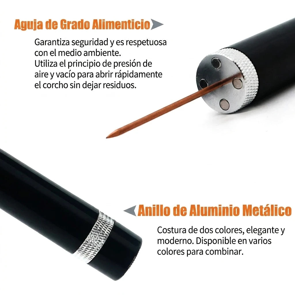 Sacacorchos Neumático Premium - Abre tus Vinos en Segundos y Sin Esfuerzo