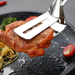 Clip de pala doble de acero inoxidable - Utensilio multifuncional para porcionar y sujetar alimentos con precisión.