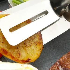 Clip de pala doble de acero inoxidable - Utensilio multifuncional para porcionar y sujetar alimentos con precisión.